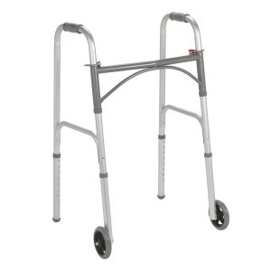 Drive Medical Two Button Folding Junior Walker with 5" Wheels - Supports up to 350 lbs, Pack of 1, 10247-4